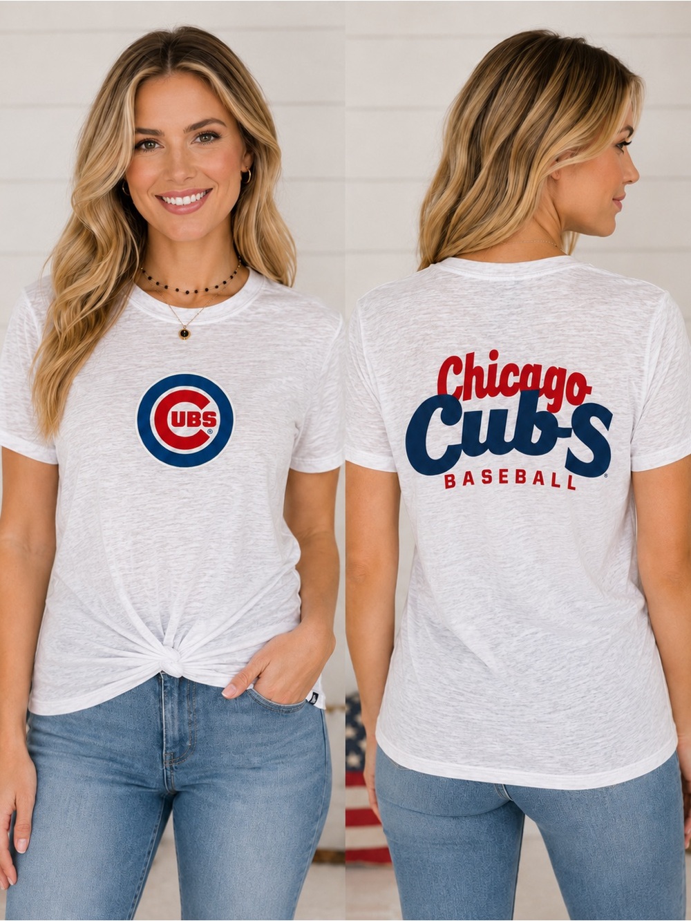 🧨SALE 4th OF JULY🧨 Chicago Cubs MLB Graphic Tee | White Game Day Shirt